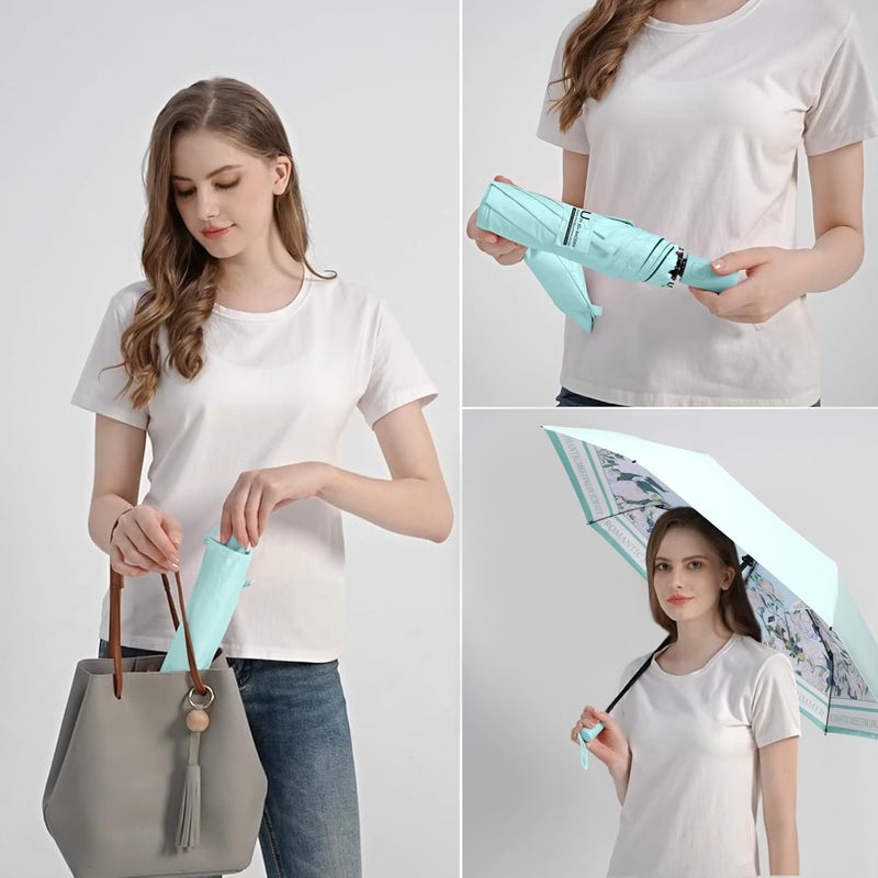 BAODINI Small UV Protection Travel Umbrella Compact for Rain and Sun UPF 50+ Windproof Portable 42 inch Umbrella for Women and Men - Image 5
